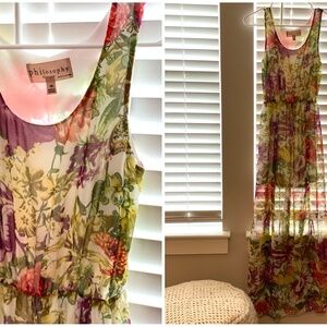 Philosophy new floral maxi dress sz xs fit sm